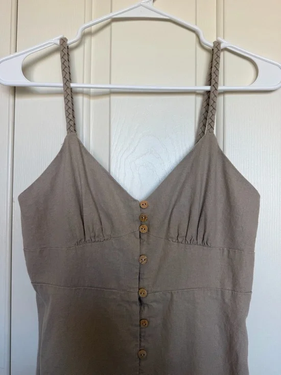 Zara Beige Button-Front Midi Dress - Picture 3 of 8